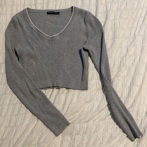 Brandy Melville Gray Ribbed Crop Top